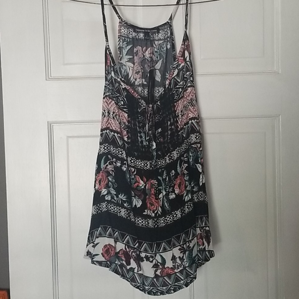 Multi pattern spaghetti strap shirt L